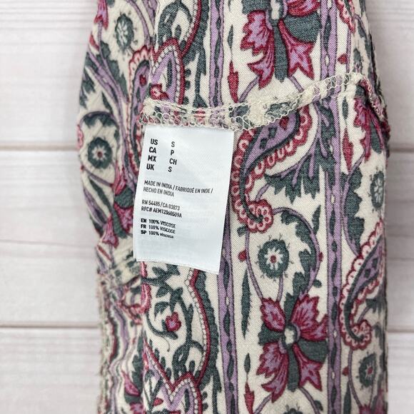 American Eagle Outfitters Dress Womens S‎ Multi Paisley Viscose Lace Up V Neck - Picture 10 of 10